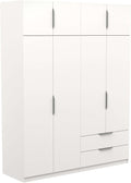 Roupeiro, Miroytengo, 203 × 158 × 51 cm, 203 cm, 157.30 cm, 51.10 cm, 36 cm, 49,6 cm, com gavetas, com prateleiras, Branco, para o quarto
