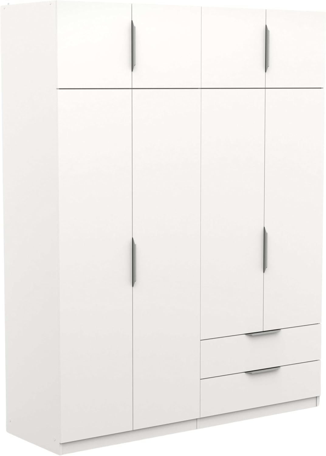 Roupeiro, Miroytengo, 203 × 158 × 51 cm, 203 cm, 157.30 cm, 51.10 cm, 36 cm, 49,6 cm, com gavetas, com prateleiras, Branco, para o quarto