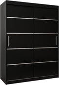 Roupeiro, MEBLE KRYSPOL, Schwebet, 150 cm, 200 cm, 62 cm, com gavetas, com portas, Preto, para o quarto