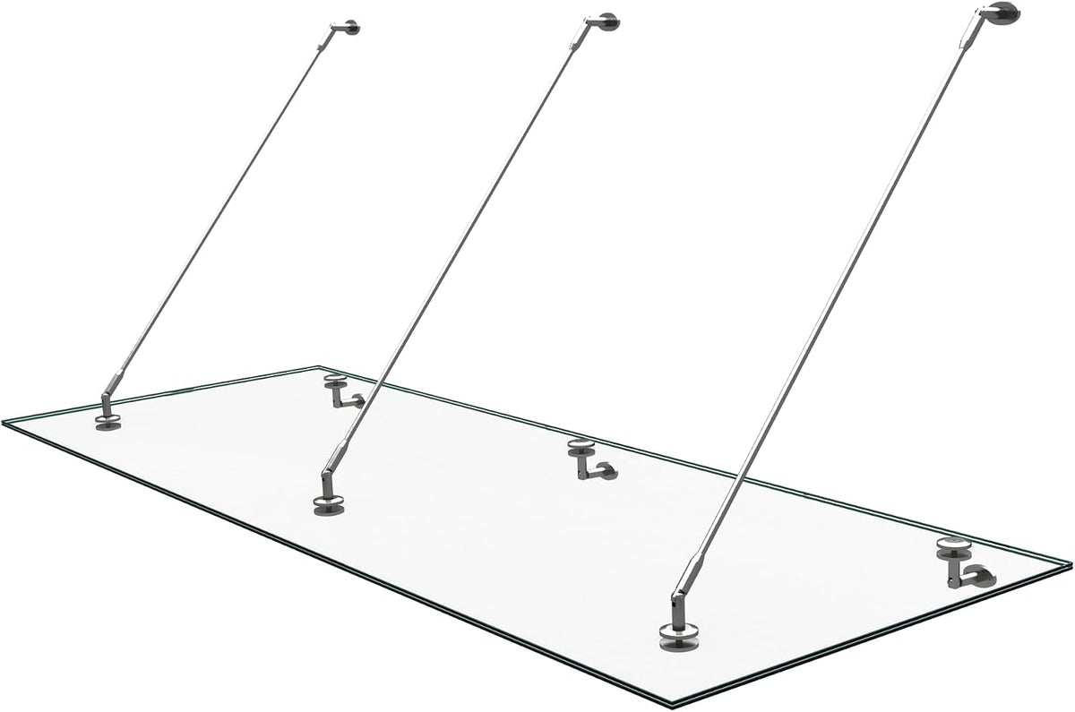 Tenda de jardim, doporro, Vordach, 90 × 250cm, 400 kg, regulável, aço inoxidável, aço, Prateado, para utilização no exterior
