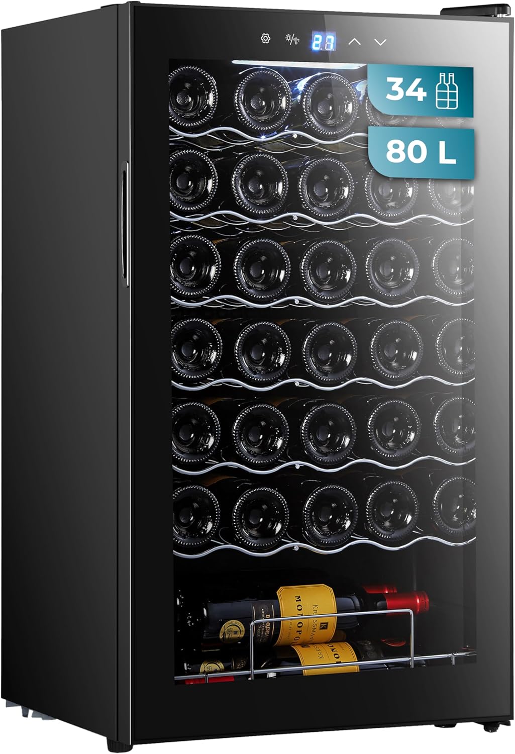Cecotec, Frigorífico para bebidas, 80 L, 5 a, regulável, com iluminação LED, Preto, para uso diário