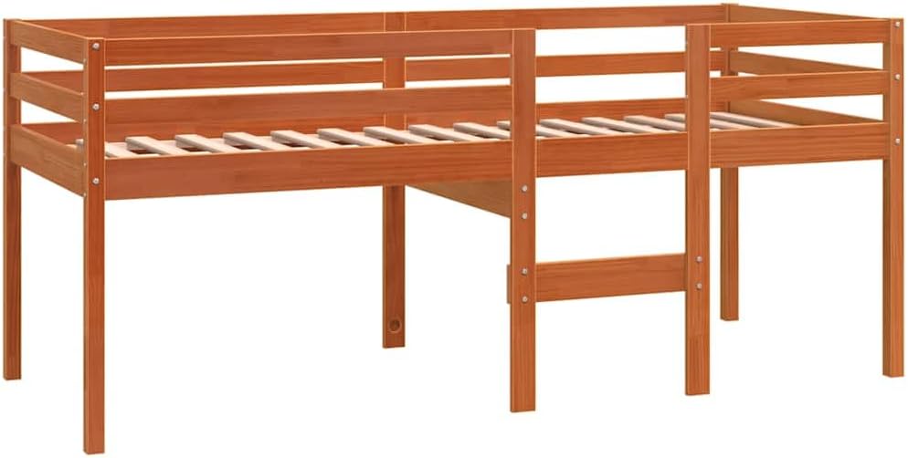Cama, vidaXL, Hochbett, 75 × 190 cm, madeira, Natural, para o quarto