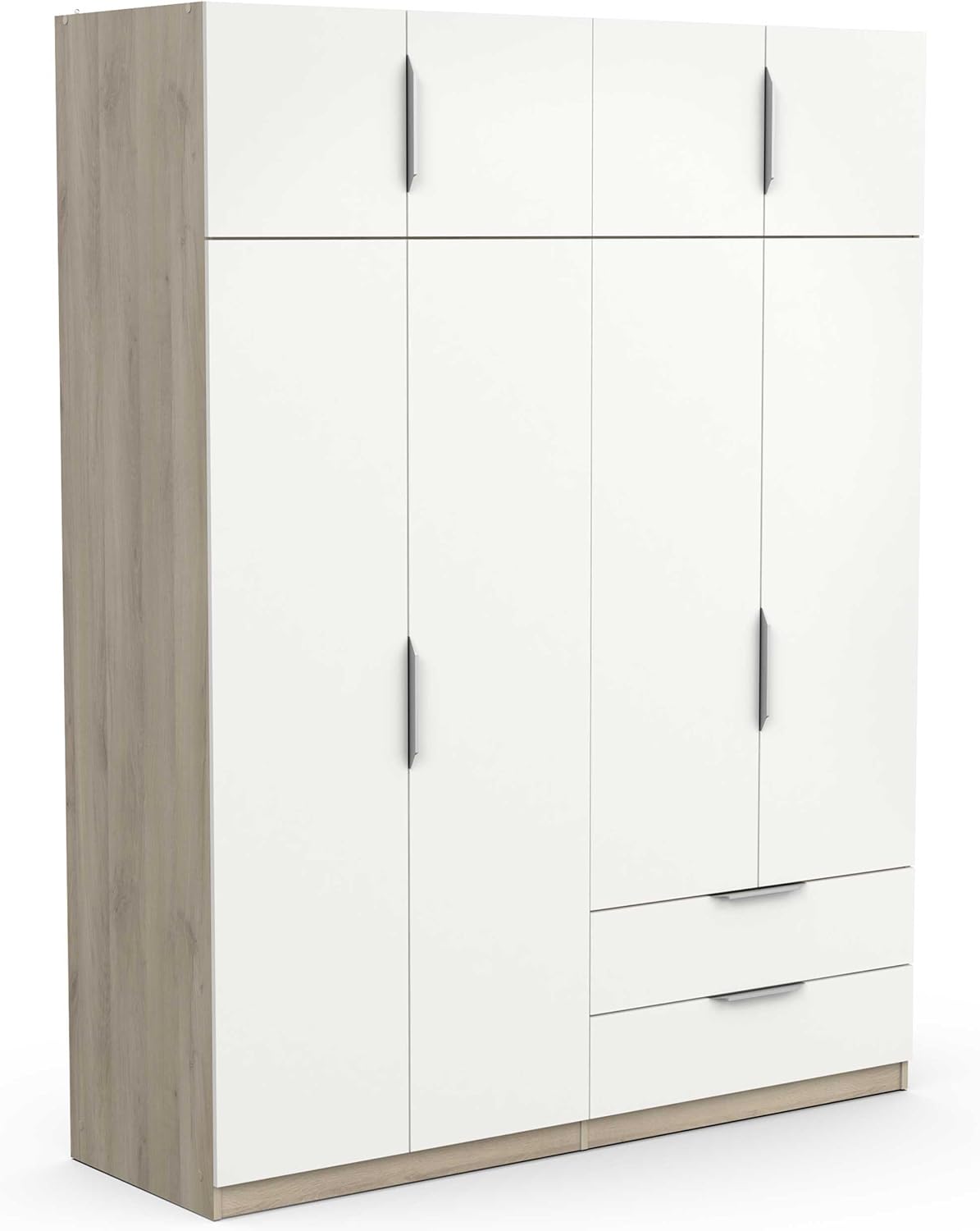 Roupeiro, Demeyere, 391387, 203 cm, 1 × 203 cm, com gavetas, com prateleiras, madeira, Branco, para o quarto