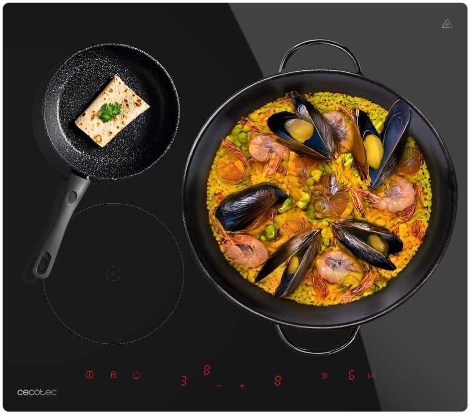 Cecotec, Placa de cozinha, 32 cm, 7400 W, 10,9 kg, com temporizador, Preto, para a cozinha
