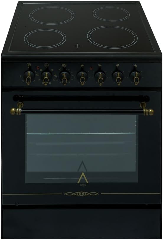 Fogão independente, ALPHA, 68 L, 3 A, 33,8 kg, vidro, Dourado, para a cozinha