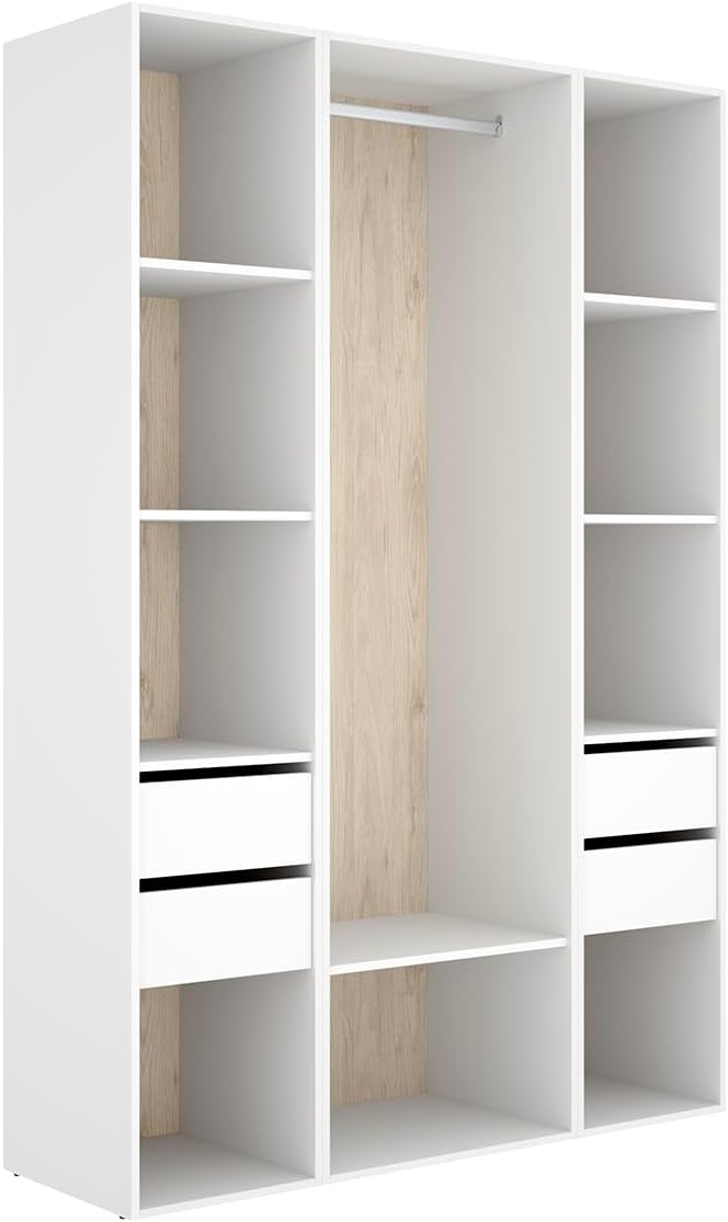 Roupeiro, DEKIT GRUPO RIMOBEL, 137,5 cm, 42 kg, Branco / Natural, para o quarto