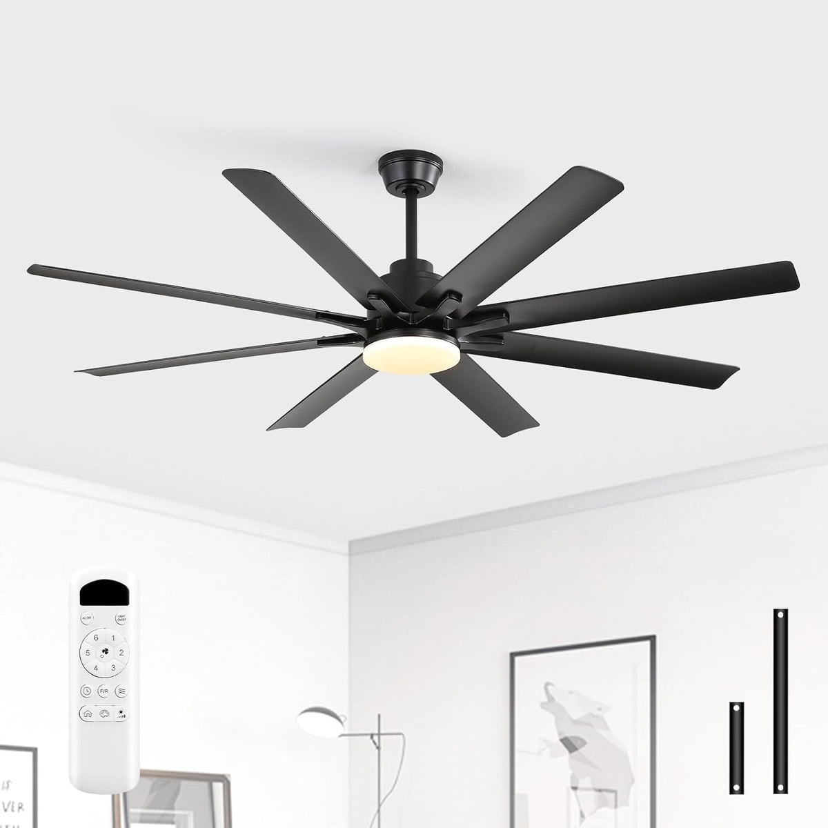Ventoinha de teto com luz, Sofucor, 132cm, 20 dB, com comando à distância, Mehrfarbig, para uso diário
