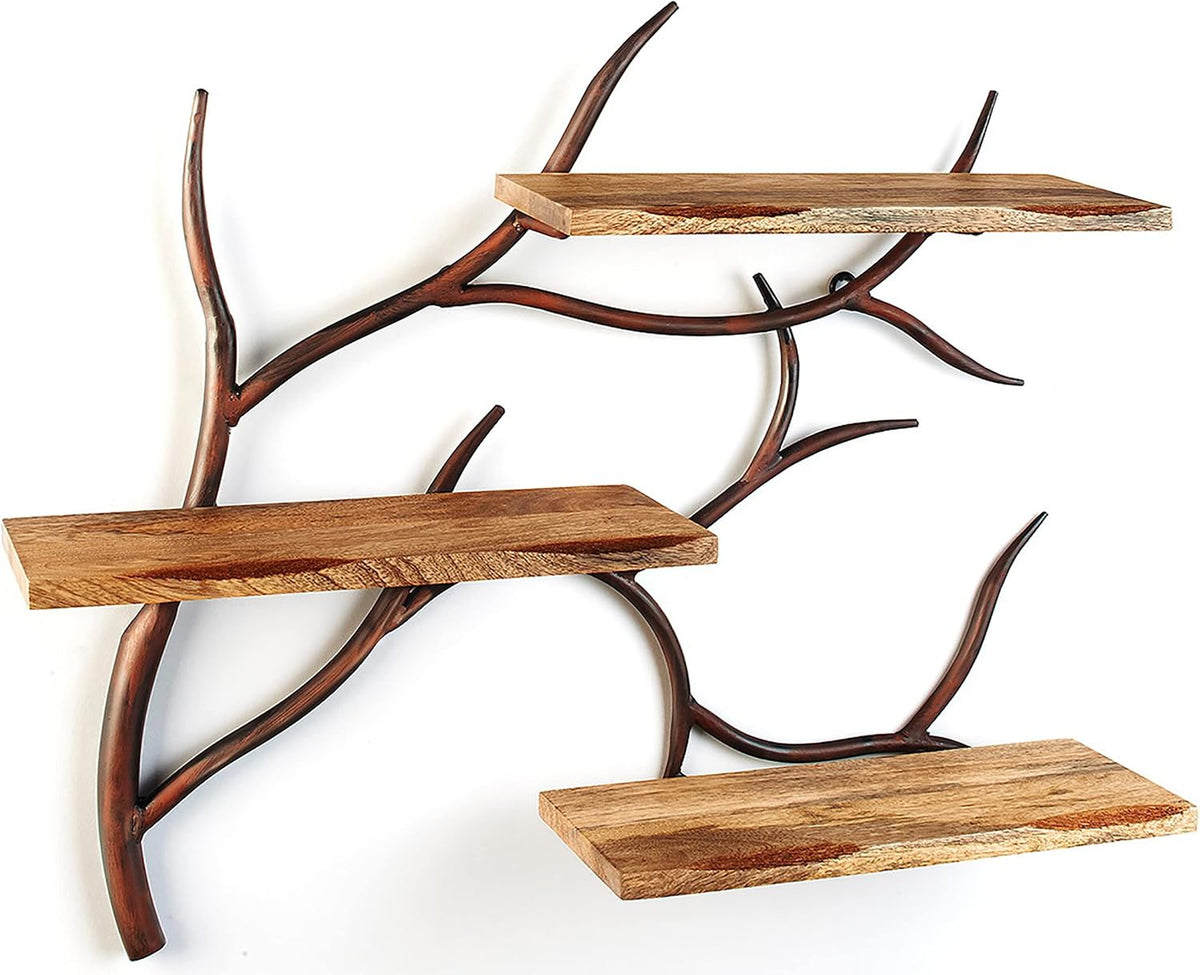 Estante para livros, Kobolo, Wandregal, 71 × 20 × 65 cm, 71 cm, 20 cm, 65 cm, com prateleiras, madeira, metal, Natural, para uso diário
