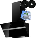 Exaustor, KOMPATIC, KAVRW60B, classe A+++, 60 cm, 3 VELOCIDADES, classe energética A+++, com temporizador, com iluminação LED, alumínio, vidro, Preto