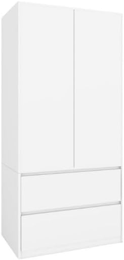 Roupeiro, BDW, 90 cm, 181 cm, 51 cm, 44,5 cm, com gavetas, com portas, madeira, painel de madeira, Branco, para o quarto
