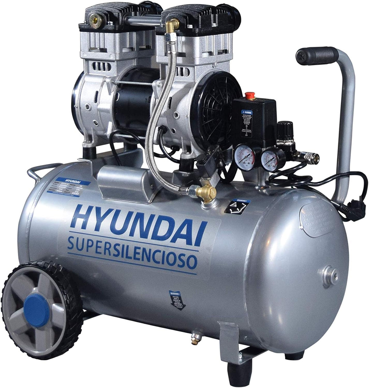 Compressor de ar, HYUNDAI, HYAC50-2S, 1500 w, 235 L, 59 dB, 1,8 kg, com rodas, Cobre, para trabalhos de manutenção