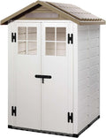 Abrigo de jardim, Gardiun, KSP38225, 137 × 144 × 214 cm, 21 mm, 45 mm, 88,7 kg, resistente à água, plástico, Branco / Bege, para jardim e exterior