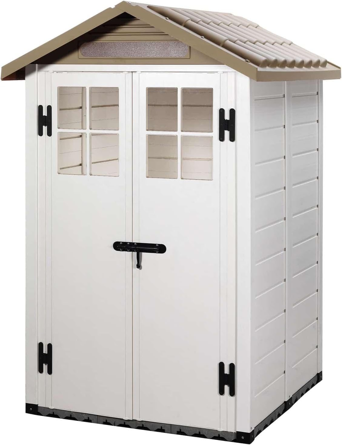 Abrigo de jardim, Gardiun, KSP38225, 137 × 144 × 214 cm, 21 mm, 45 mm, 88,7 kg, resistente à água, plástico, Branco / Bege, para jardim e exterior