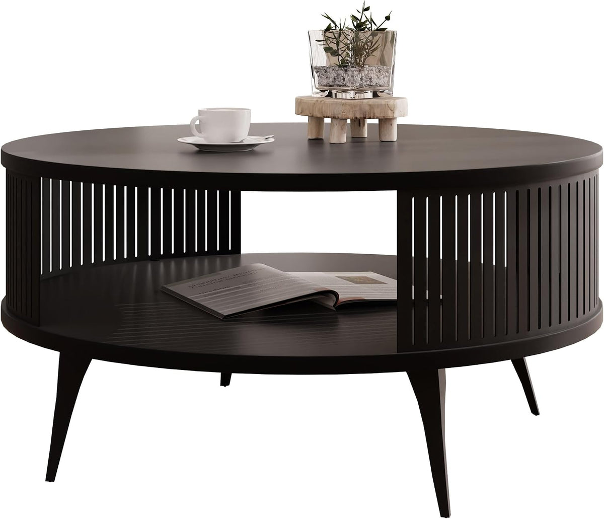 Mesa de apoio, Mirjan24, Couchtisch, 75 cm, 44 cm, com portas, aço, Preto, para uso diário