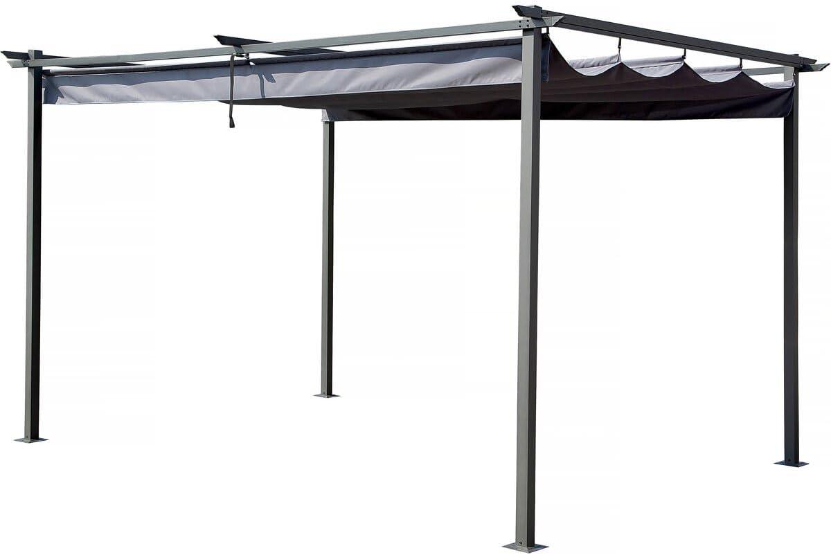 Tenda de jardim, Habitat et Jardin, 4 m, 3 × 4 m, resistente à água, aço, poliéster, Cinzento, para jardim e exterior