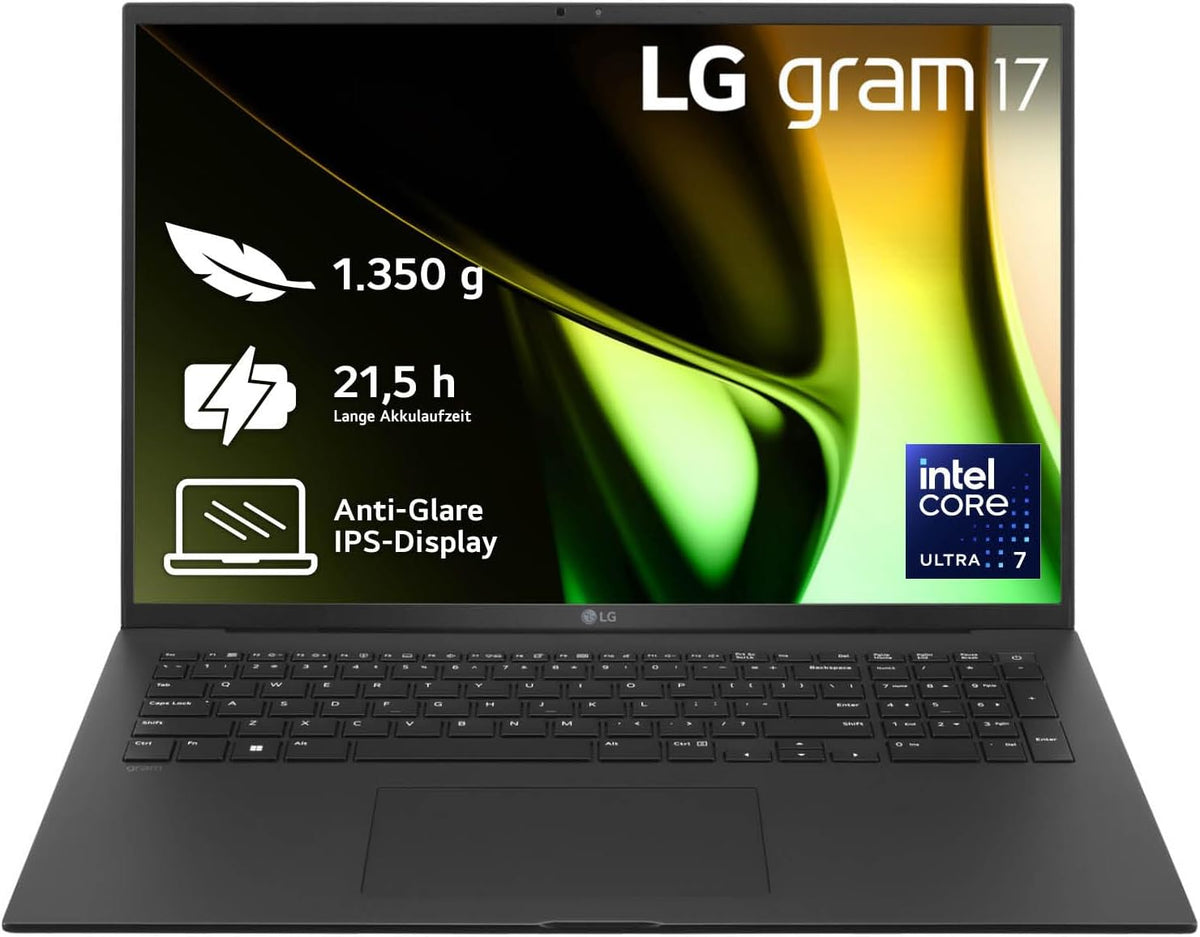 LG, Computador portátil, gram, 17 ', 1.350 g, com controlo por aplicação, Preto, para uso diário