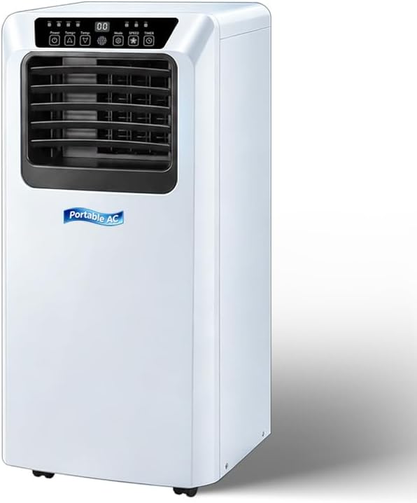 Ar condicionado portátil, HUGGWRT, 12000 BTU, 7000 BTU, com comando à distância, com temporizador, com iluminação LED, plástico, Branco
