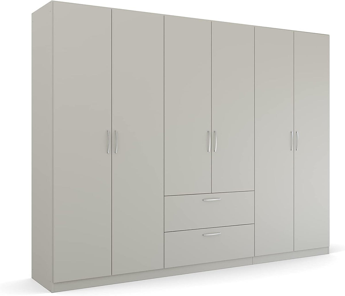 Roupeiro, Rauch, 54 cm, 271 × 210 × 54 cm, com gavetas, com prateleiras, madeira, Cinzento, para o quarto
