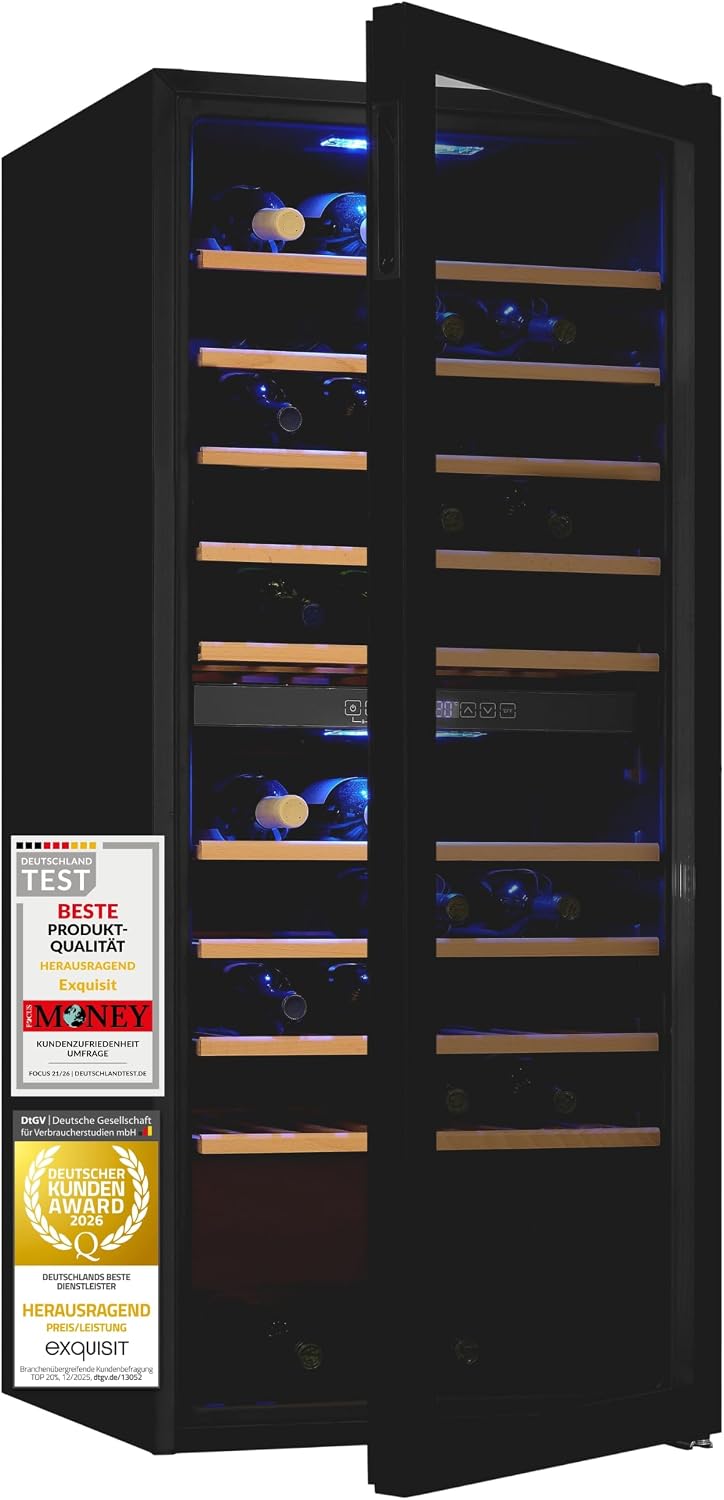 Frigorífico para bebidas, Exquisit, Weink, 0,75 l, altura regulável, regulável, madeira, Vermelho, para uso diário