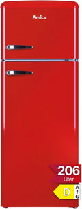 Frigorífico combinado, Amica, Retro, 206 L, 62 cm, 144 × 55 × 62 cm, 39 dB, Vermelho, para uso diário