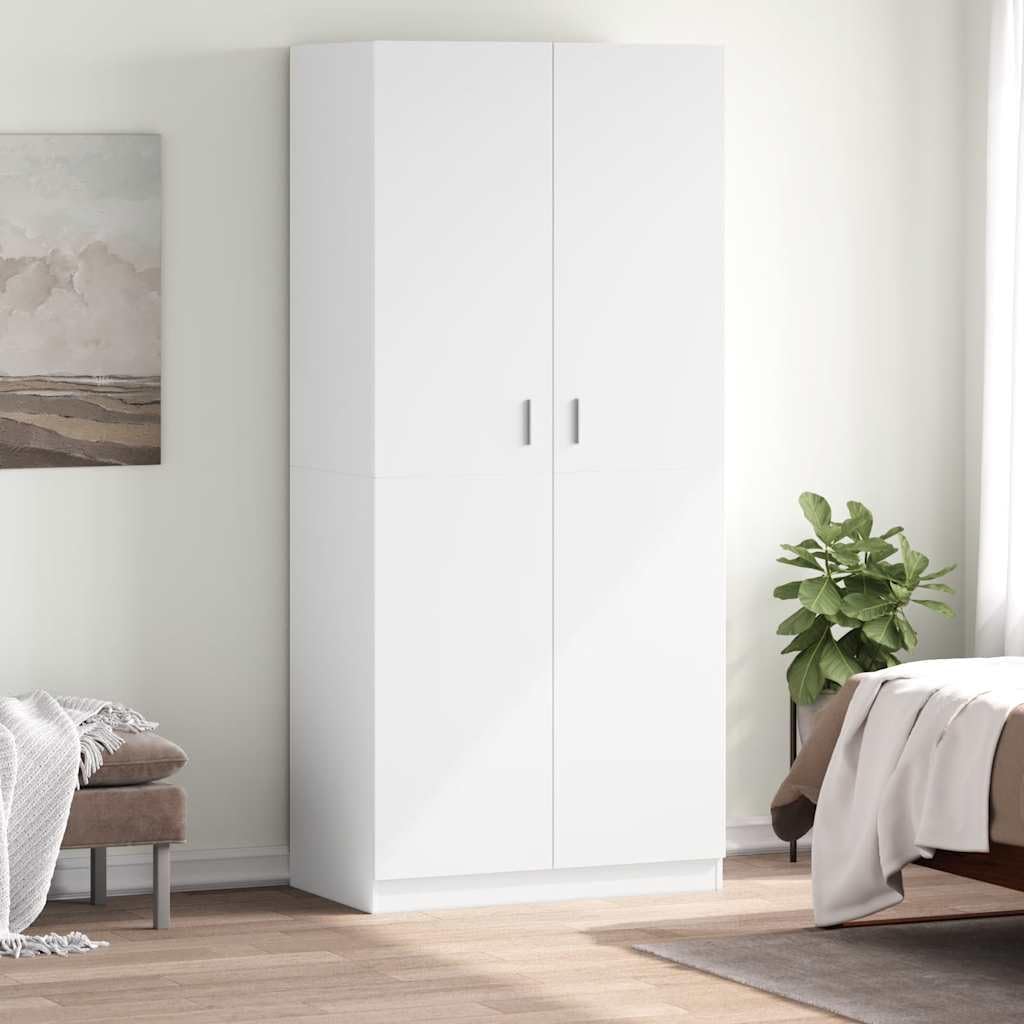 Roupeiro, Refined, 90 × 52 × 200 cm, 200 cm, madeira, Branco, para o quarto