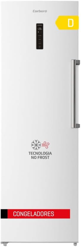 Congelador vertical, Corbero, 274 L, 39 dB, com iluminação LED, com gavetas, Prateado, para uso diário
