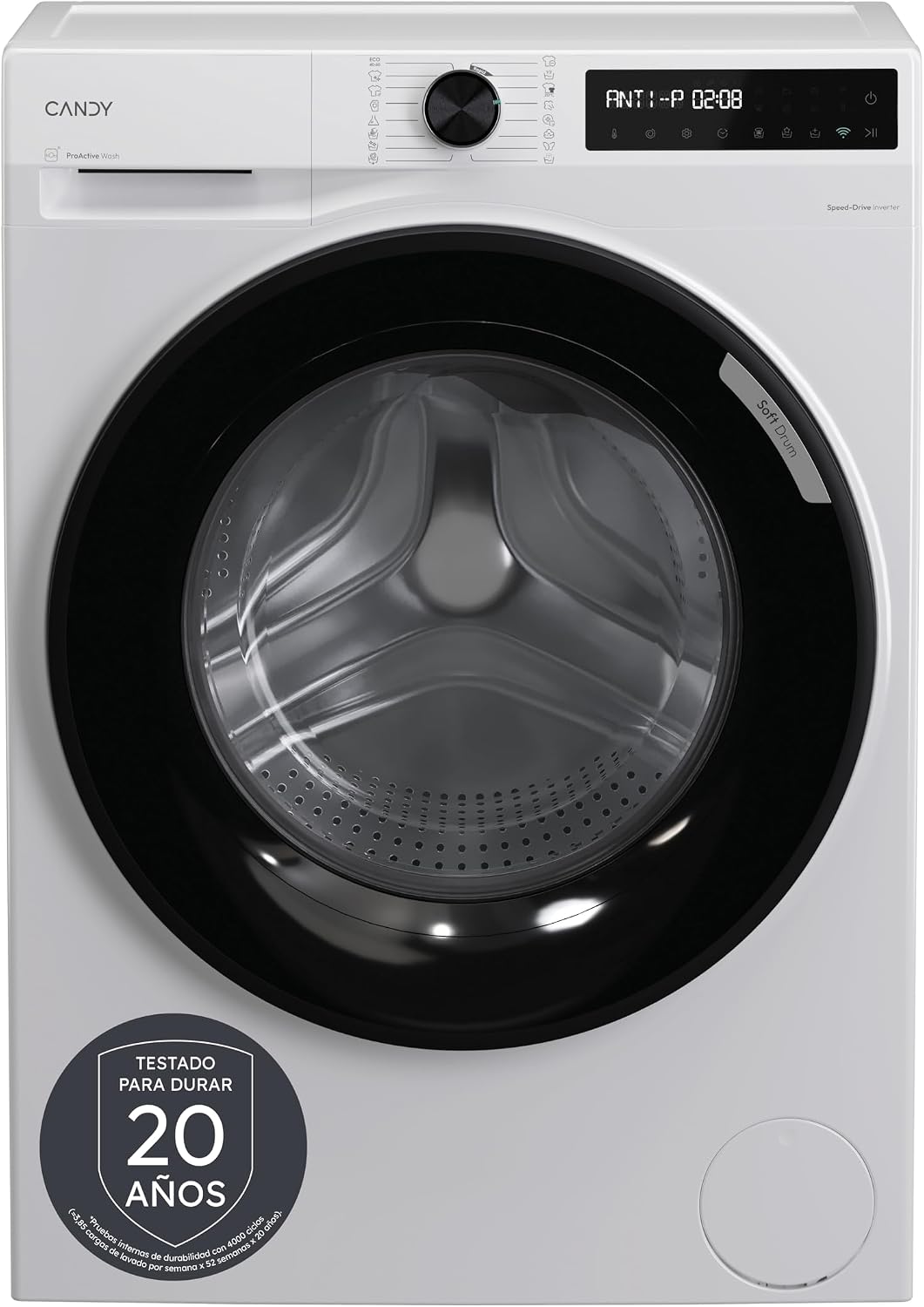 Máquina de lavar roupa, CANDY, 410BL8-S, 10 KG, 1400 RPM, 72 DB, com controlo por aplicação, aço, plástico, Branco, para uso diário