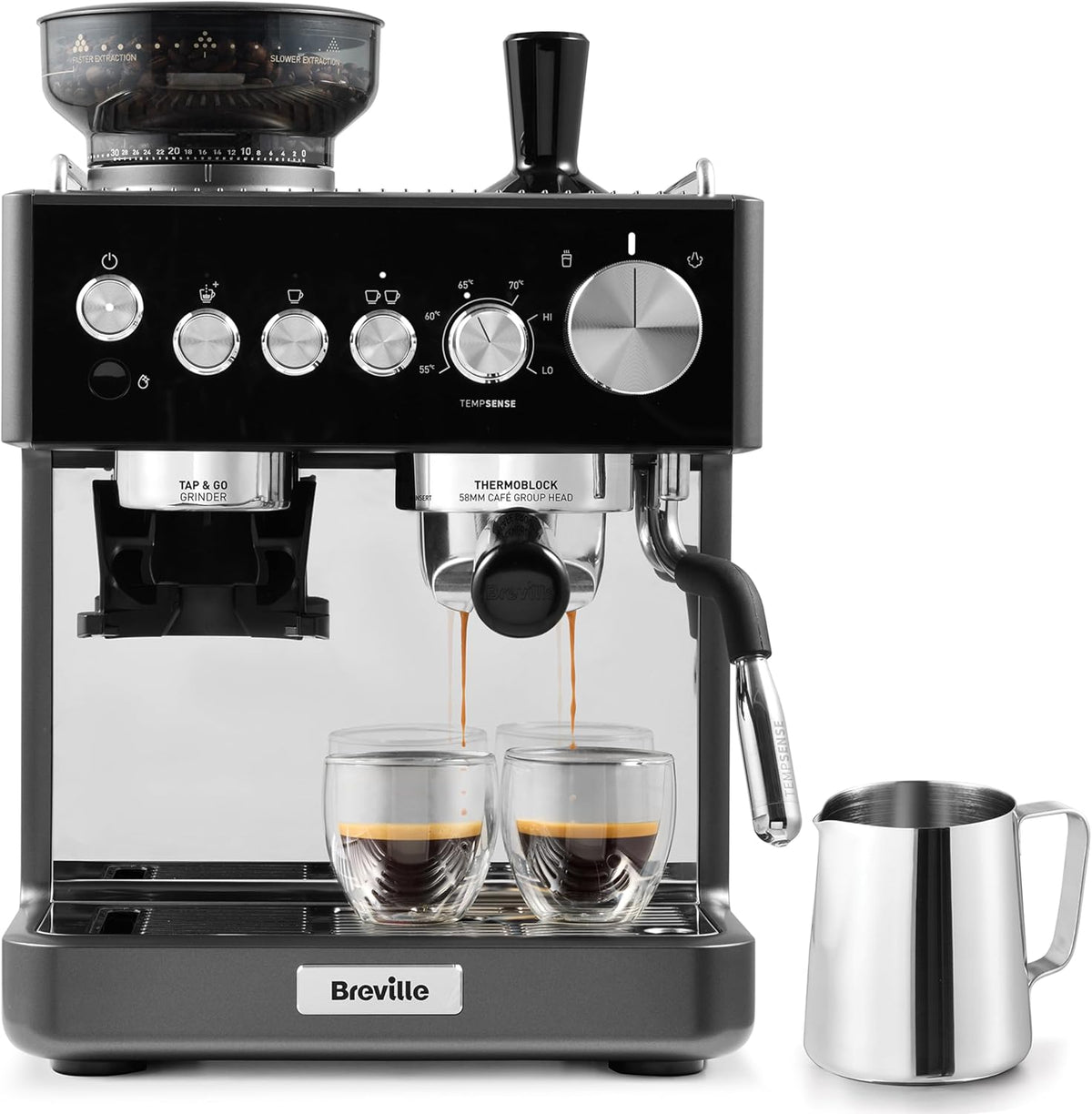 Máquina de café expresso, Breville, 58 mm, 1.8 L, 1.1 L, 7,4 kg, com temporizador, Branco, para a cozinha