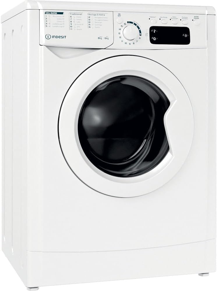 Máquina de lavar e secar roupa, Indesit, EWDE, 861483 W, 8 kg, 59,5 cm, 53,5 cm, algodão, Branco, para uso diário