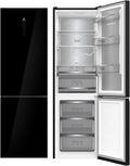 Frigorífico combinado, ALPHA, 195 cm, 59,5 cm, 63,5 cm, 333 L, dobrável, com iluminação LED, com gavetas, aço inoxidável, aço, Preto, para uso diário