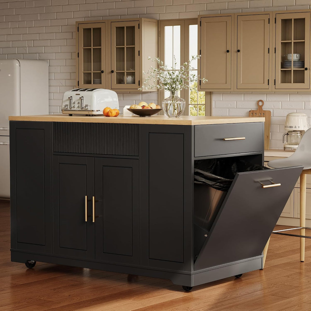 Roupeiro, Easexcy, 92 cm, 120 × 50 × 92 cm, com gavetas, com prateleiras, com rodas, madeira, Preto, para o quarto