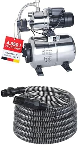 Grupo de pressão de água, T.I.P., 1200 W, 4350 l/h, 5 bar, 22 L, aço inoxidável, aço, Prateado, para uso diário
