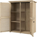 Abrigo de jardim, Outsunny, 127 × 65 × 168 cm, 40 kg, 70 kg, 119 × 57 cm, 2 pessoas, com prateleiras, madeira, tecido, Natural, para jardim e exterior