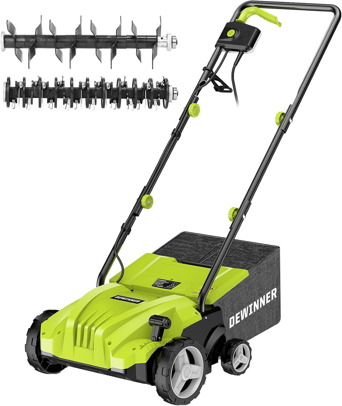 Escarificador, DEWINNER, 1500 W, 32 cm, 30 l, 4 mm, resistente à água, Verde, para uso diário