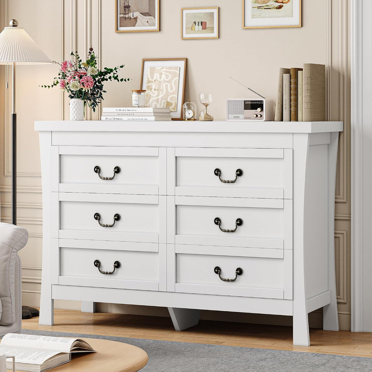 Cómoda, Feonase, 120 × 40 × 80 cm, 80 cm, 30,9 kg, com gavetas, madeira, Branco, para o quarto