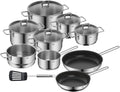 Conjunto de panelas, Silit, Alicante, 16 cm, 1,9l, 20 cm, 3,3l, 24 cm, aço inoxidável, aço, Prateado / Preto, para a cozinha