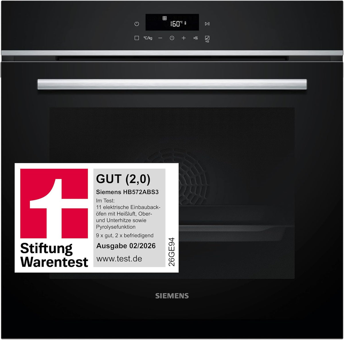 Siemens, Forno elétrico, iQ300, 60 cm, 60 × 60 cm, com função de autolimpeza, aço inoxidável, aço, Azul / Branco, para a cozinha