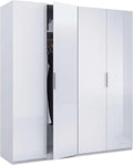 Roupeiro, Habitdesign, 200 cm, 180 cm, 52 cm, com gavetas, com prateleiras, alumínio, Branco, para o quarto