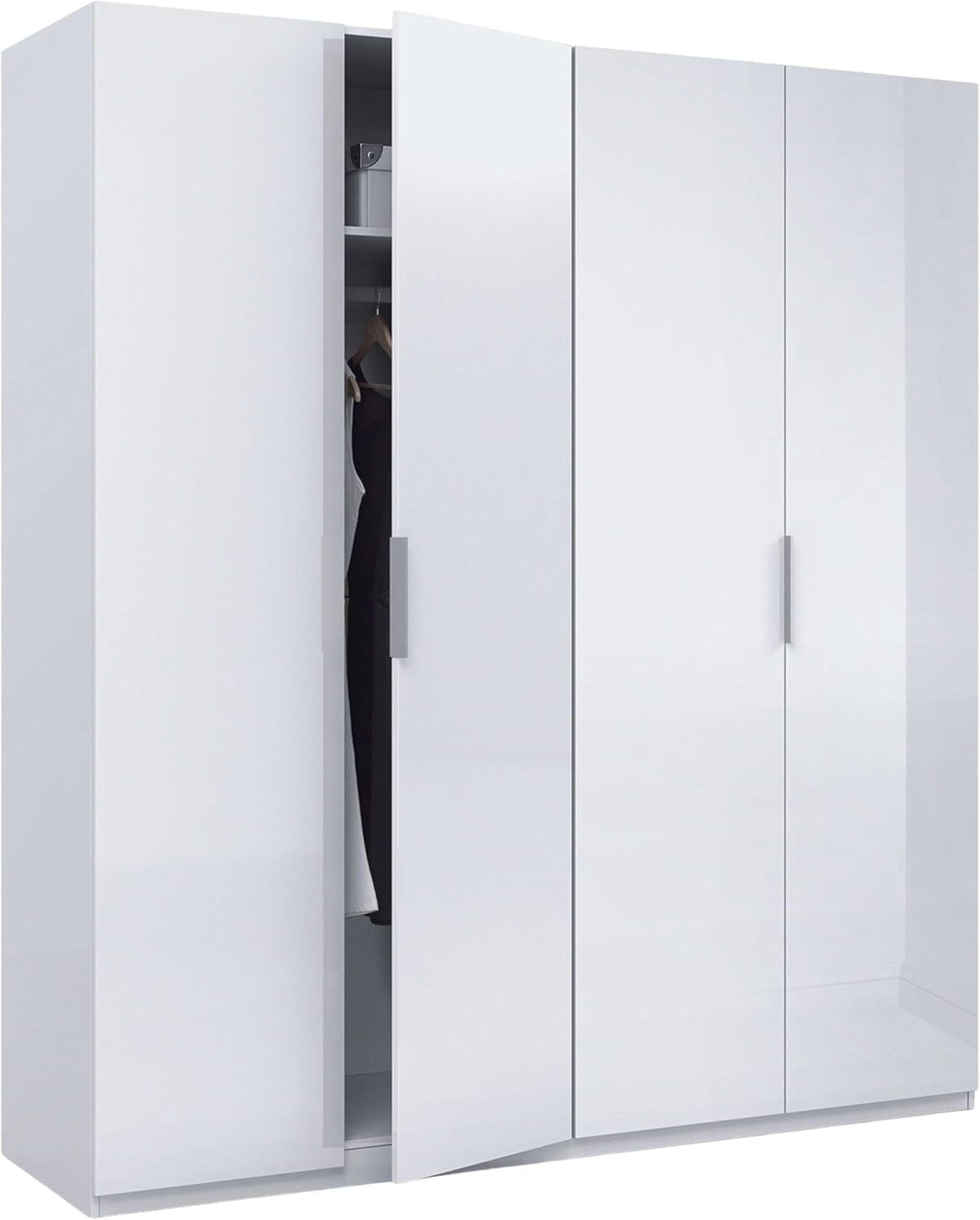 Roupeiro, Habitdesign, 200 cm, 180 cm, 52 cm, com gavetas, com prateleiras, alumínio, Branco, para o quarto