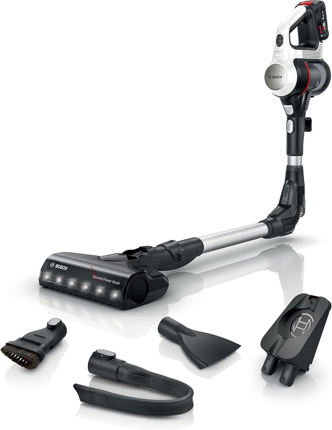 Bosch, Aspirador vertical, BBS711W, 18 V, 3Ah, 3,0 Ah, com iluminação LED, Branco, para uso diário
