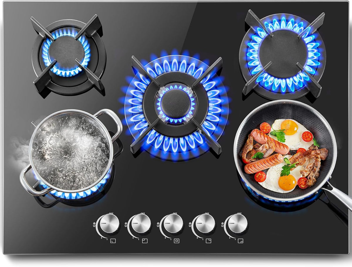 Placa de cozinha, SNDOAS, 70 cm, 10400 W, aço, vidro, Natural, para a cozinha