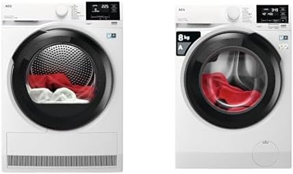 AEG, Máquina de secar roupa, 8 Kg, 1400 RPM, Branco, para uso diário