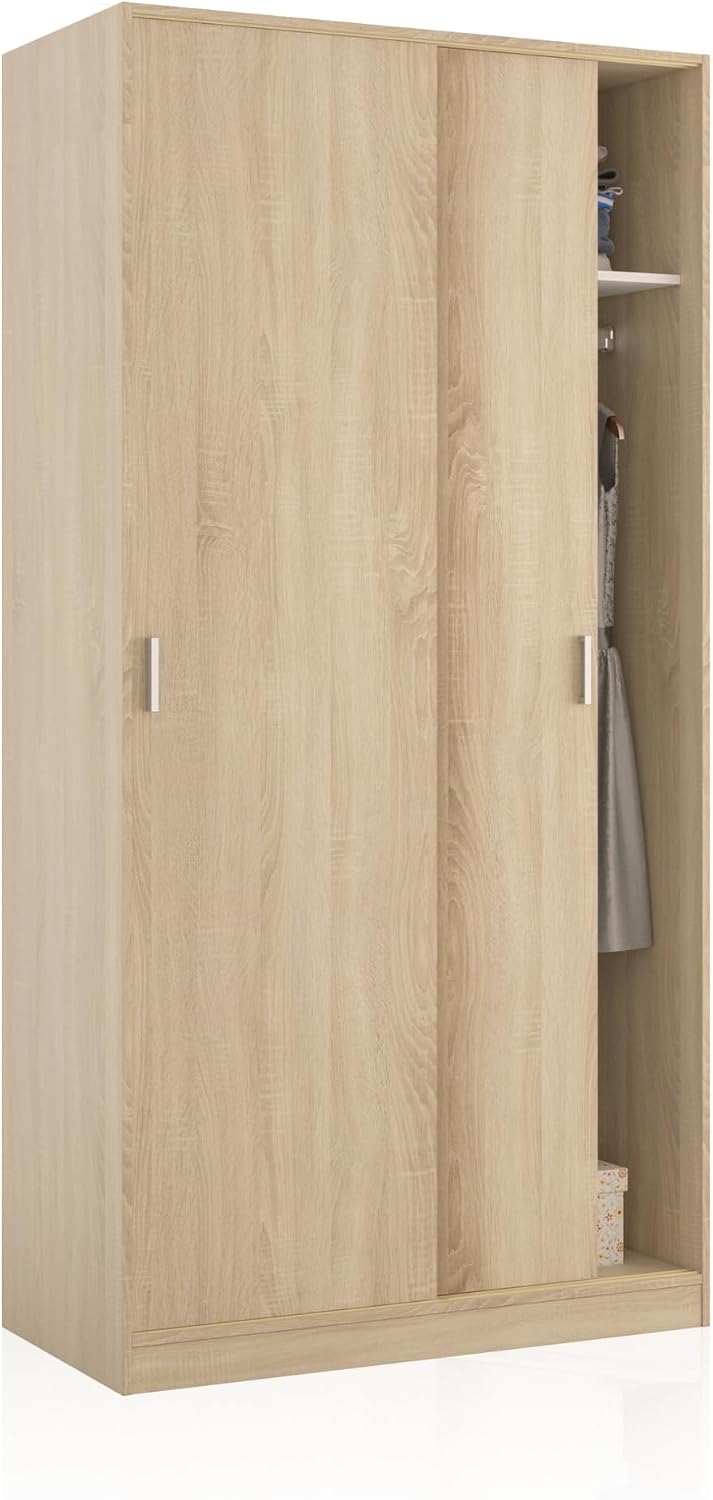 Roupeiro, duehome, 100 cm, 200 cm, 50 cm, 39,6 kg, com prateleiras, Carvalho, para o quarto