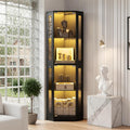 Vitrine, Elancee, 165 cm, 15 kg, com iluminação LED, com prateleiras, plástico, vidro, Preto, para uso diário