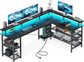 Secretária, ODK, Gaming, 120 cm, 168 × 120 cm, 13 cm, com iluminação LED, aço, madeira, Preto, para uso diário