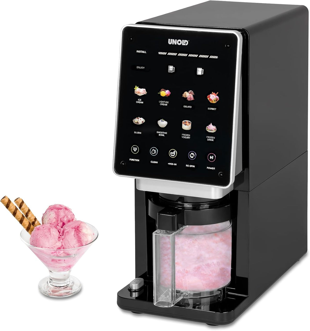 Máquina de gelados, Unold, Eismaschine, 500 ml, 8 programas, aço inoxidável, aço, Creme, para uso diário