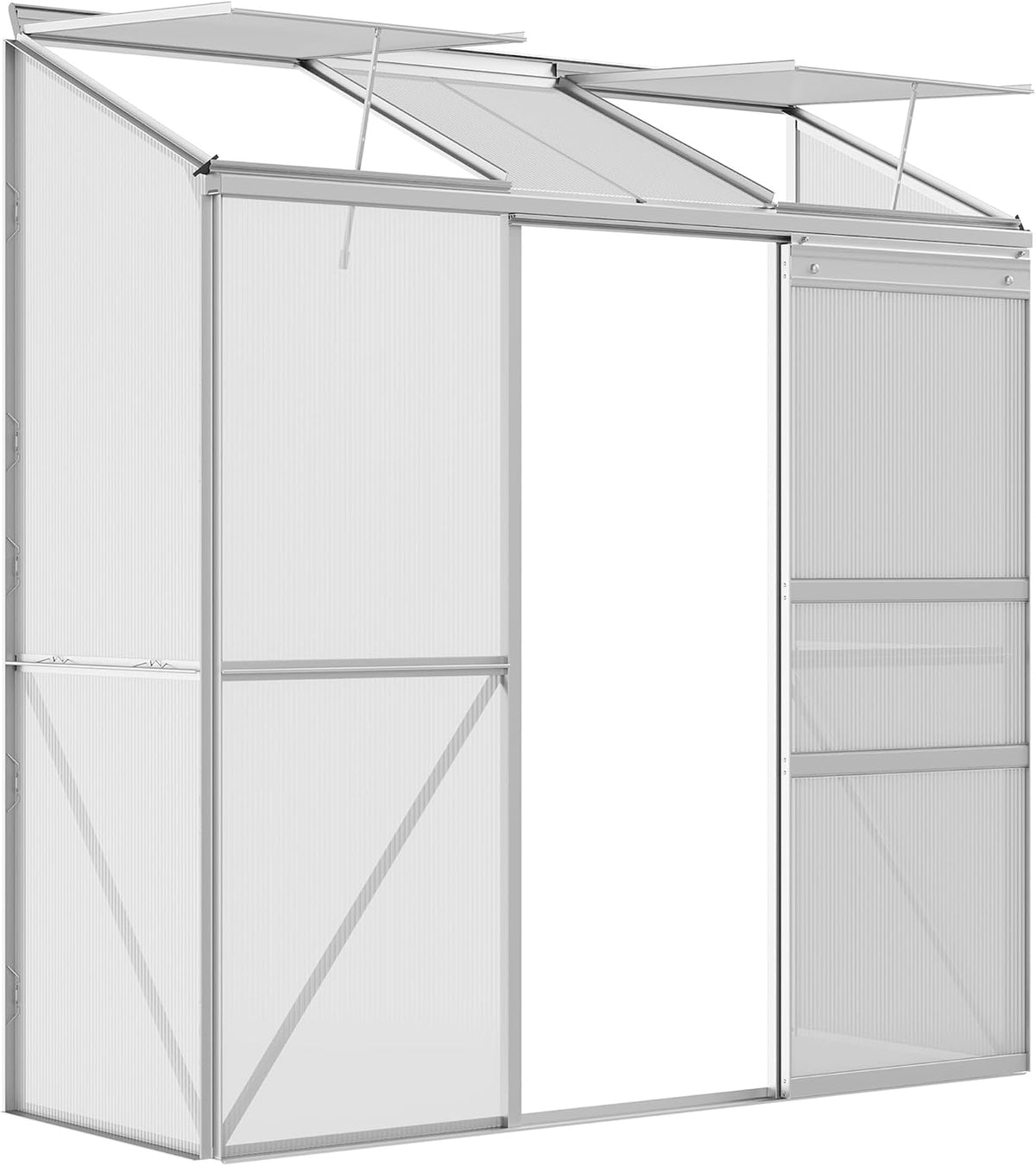 Estufa de jardim, Outsunny, Gew, 196 cm, 192 × 68 × 196 cm, 192L, 165 cm, 5 níveis, alumínio, Prateado, para utilização no exterior