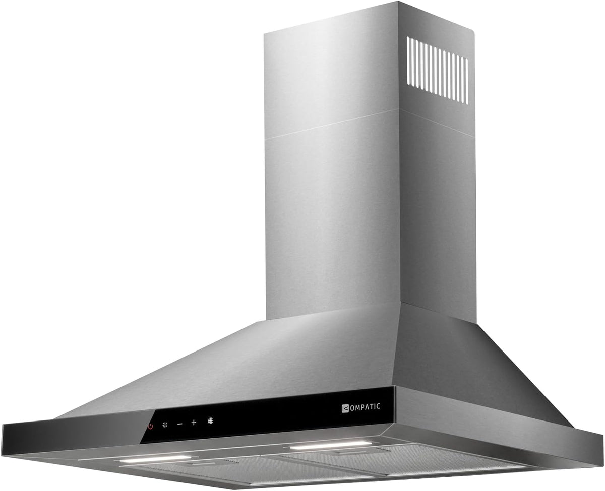 Exaustor, KOMPATIC, 3 velocidades, classe energética A+++, com temporizador, com iluminação LED, aço inoxidável, aço, Prateado, para uso diário