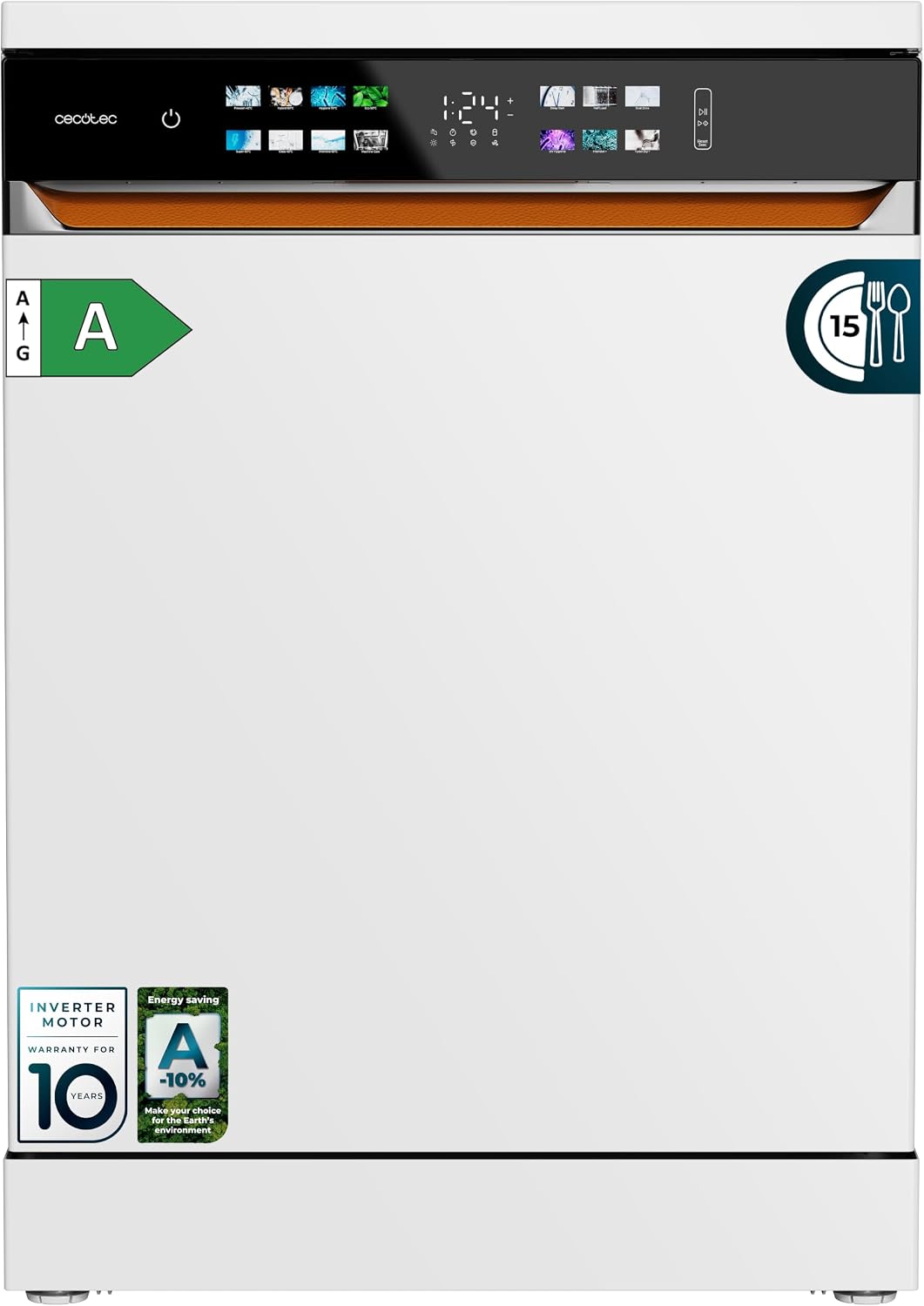 Cecotec, Máquina de lavar loiça, 60 cm, 8 Programas, Classe A, vidro, Branco, para uso diário