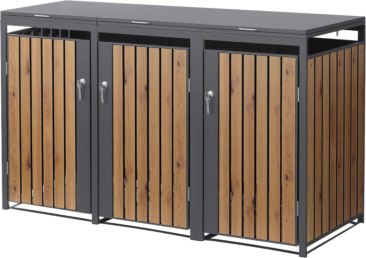 Abrigo para contentores, ML DESIGN modern living, 240L, 200 × 80 × 120 cm, aço inoxidável, aço, Antracite, para utilização no exterior